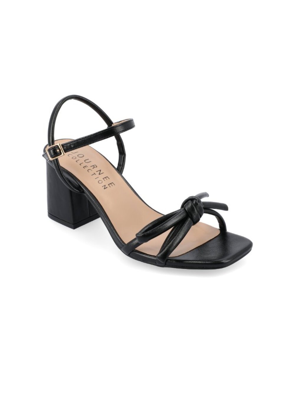 Journee Collection Women's Meryl Bow Block Heel Dress Sandals, 9½M, Black